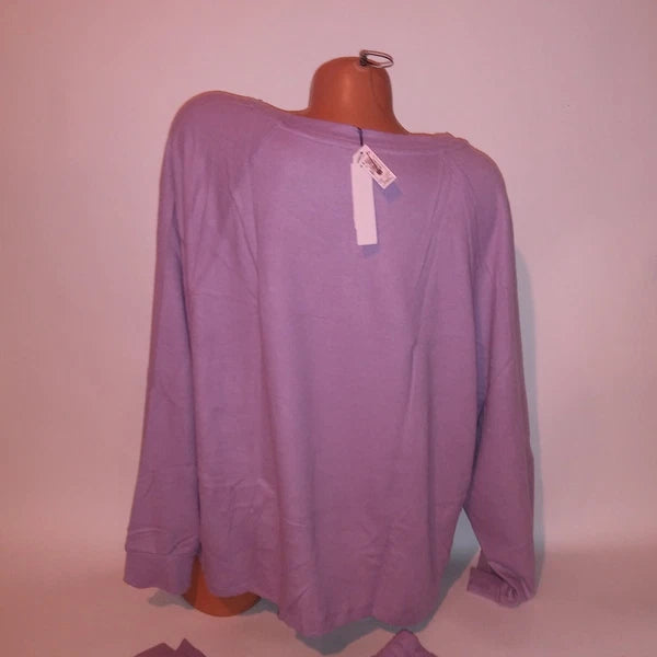 Victoria Secret Pajama Set XXL Top & Bottom Purple Glow Waffle Henley Jogger New