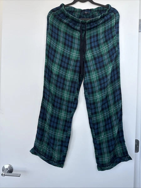 NEW $168 Rails Clara Midnight Emerald Blue Plaid Long Sleeve Pajamas Set Small