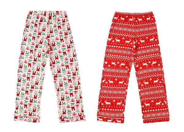 NEW Womens Christmas Pajama Lounge PJ Pants Set of 2 Sz Jr L (12-4) microfiber