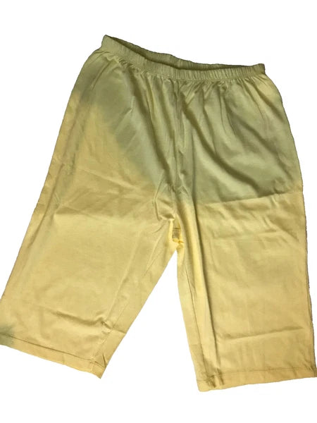 Lemon Yellow Pyjama Set UK 10 - 12 PJs pyjamas 3/4 sleeve top plain capri bottom