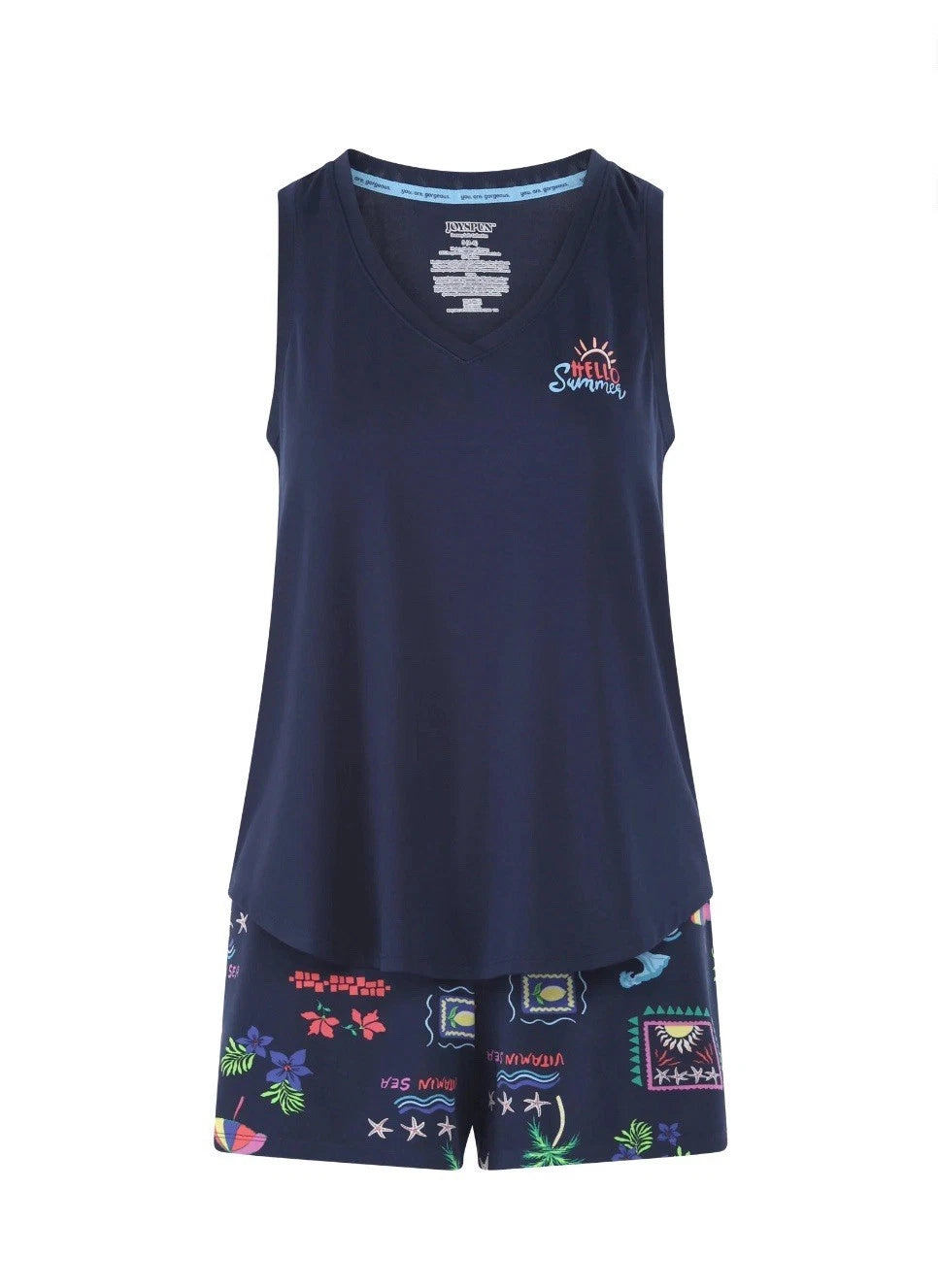 2-Piece JOYSPUN Women’s 2X (18W-20W) Shorty PJ Set Tank Top & Shorts Pajamas