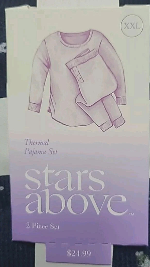 2 Piece Womens Thermal Pajama Set Smart Blue  XXL Stars Above NWT  Fast Shipping