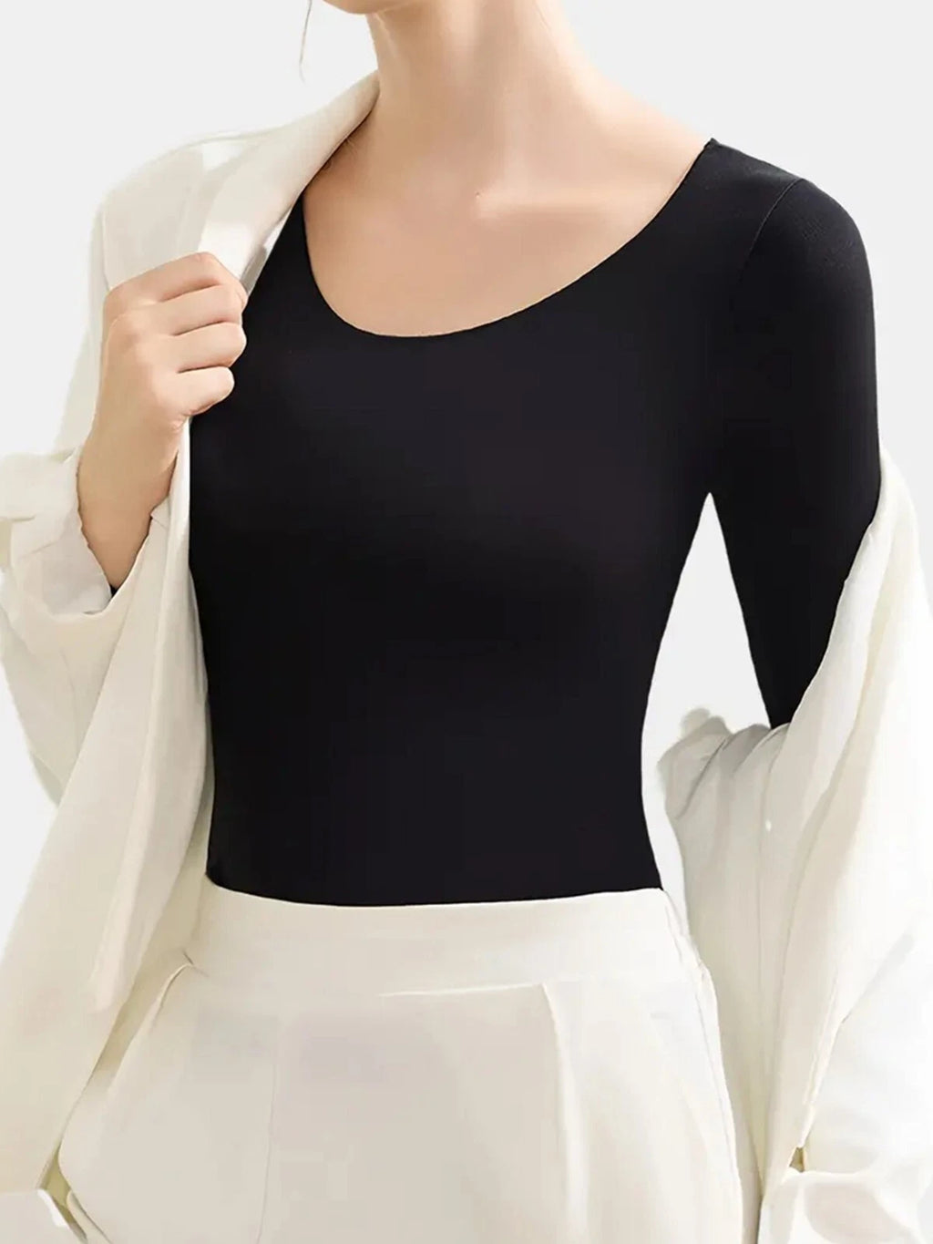 Women Ultra Thin High Elasticity Thermal Long Johns Underwear Top&Bottom 2PC Set