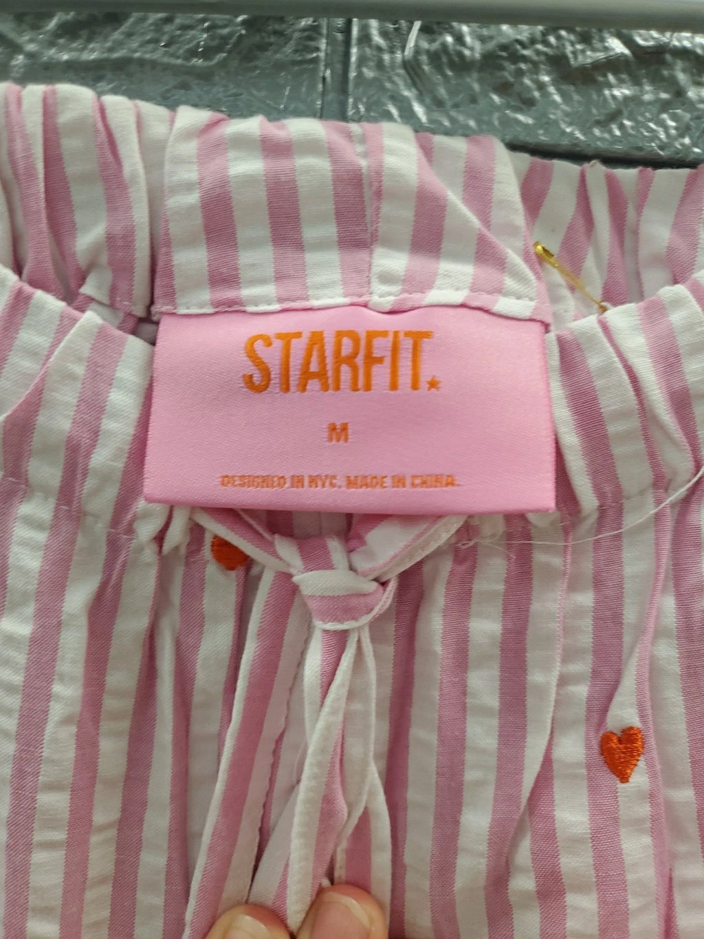 NEW STARFIT Long Pajama Set - White Pink Size Medium