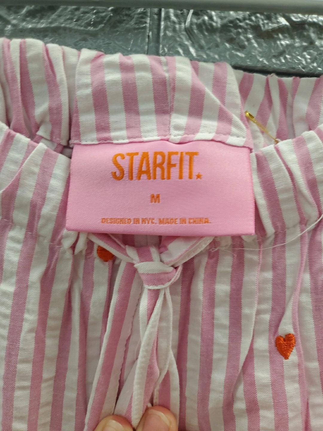 NEW STARFIT Long Pajama Set - White Pink Size Medium