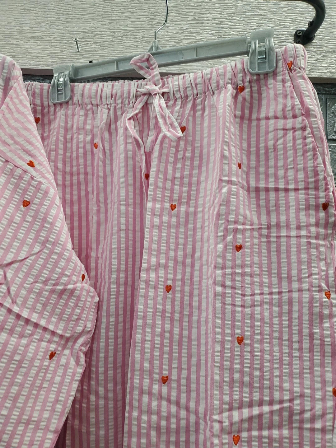 NEW STARFIT Long Pajama Set - White Pink Size Medium