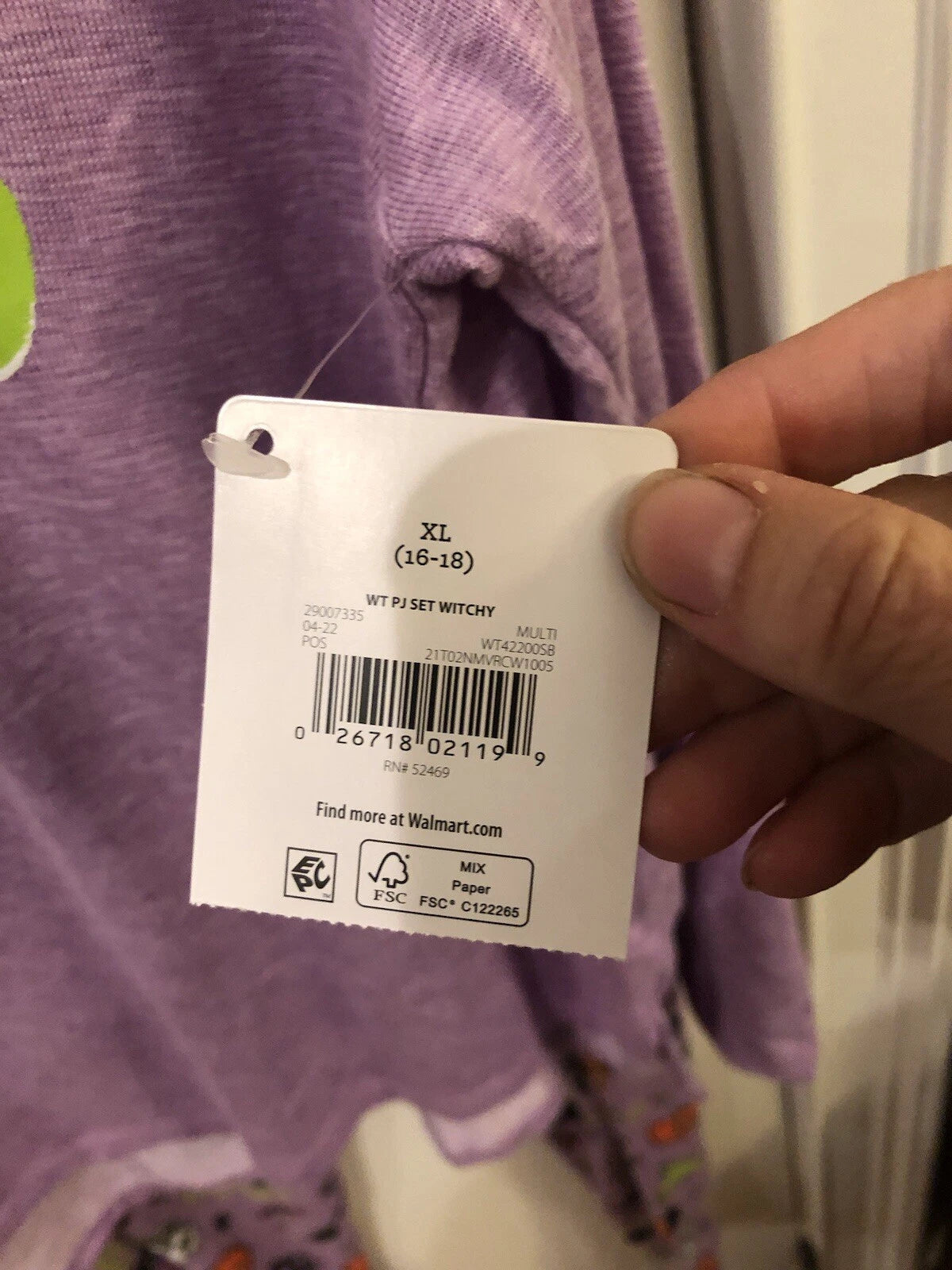 NWT Womens Purple Witch Halloween Pajamas Size XL Sleep Set SKU WR Long Sleeved