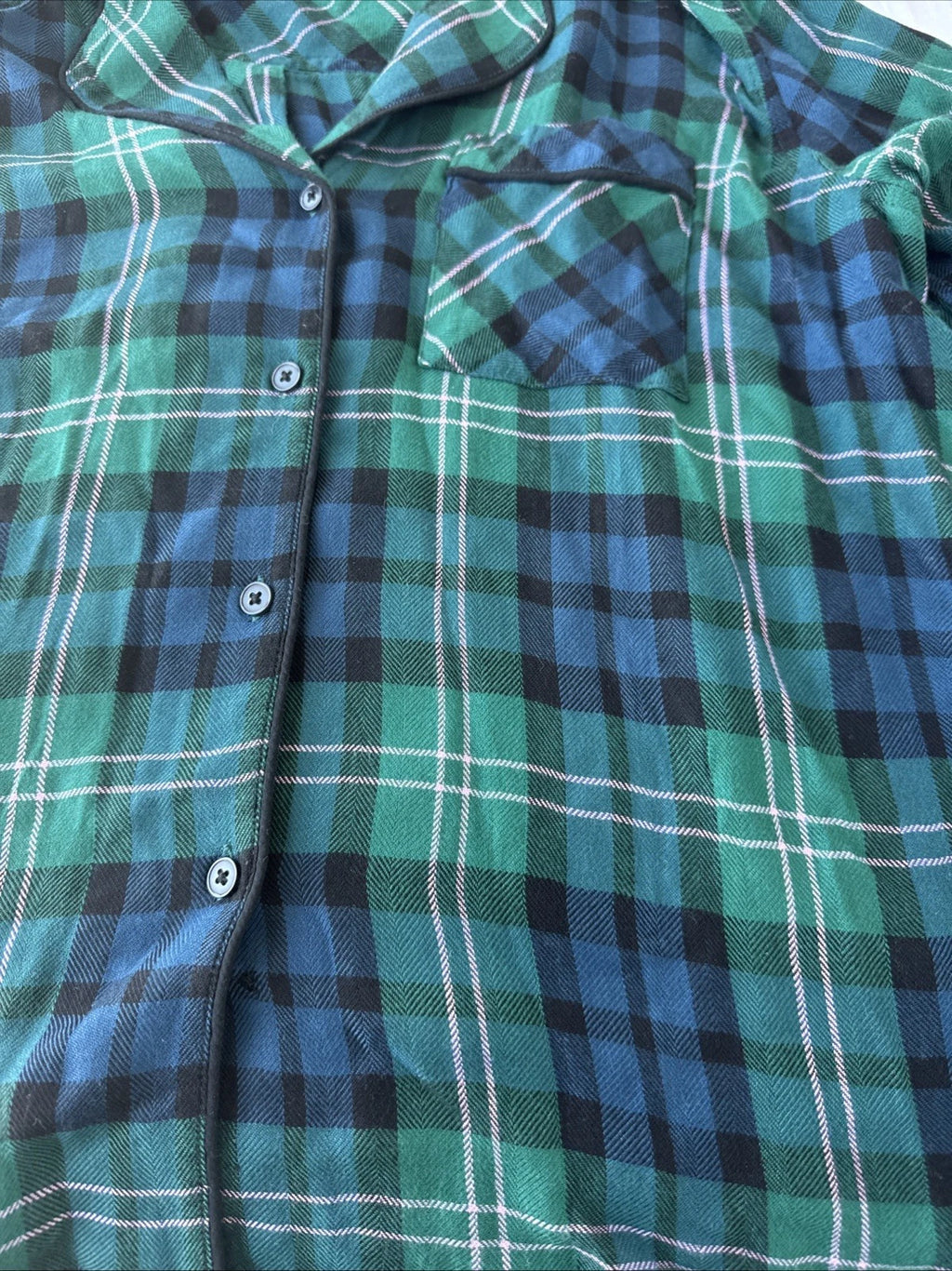 NEW $168 Rails Clara Midnight Emerald Blue Plaid Long Sleeve Pajamas Set Small