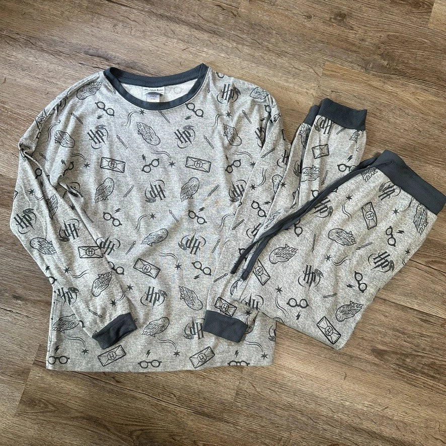 Harry Potter Womens XS Pajama Set Long Sleeve Joggers Lounge Grey