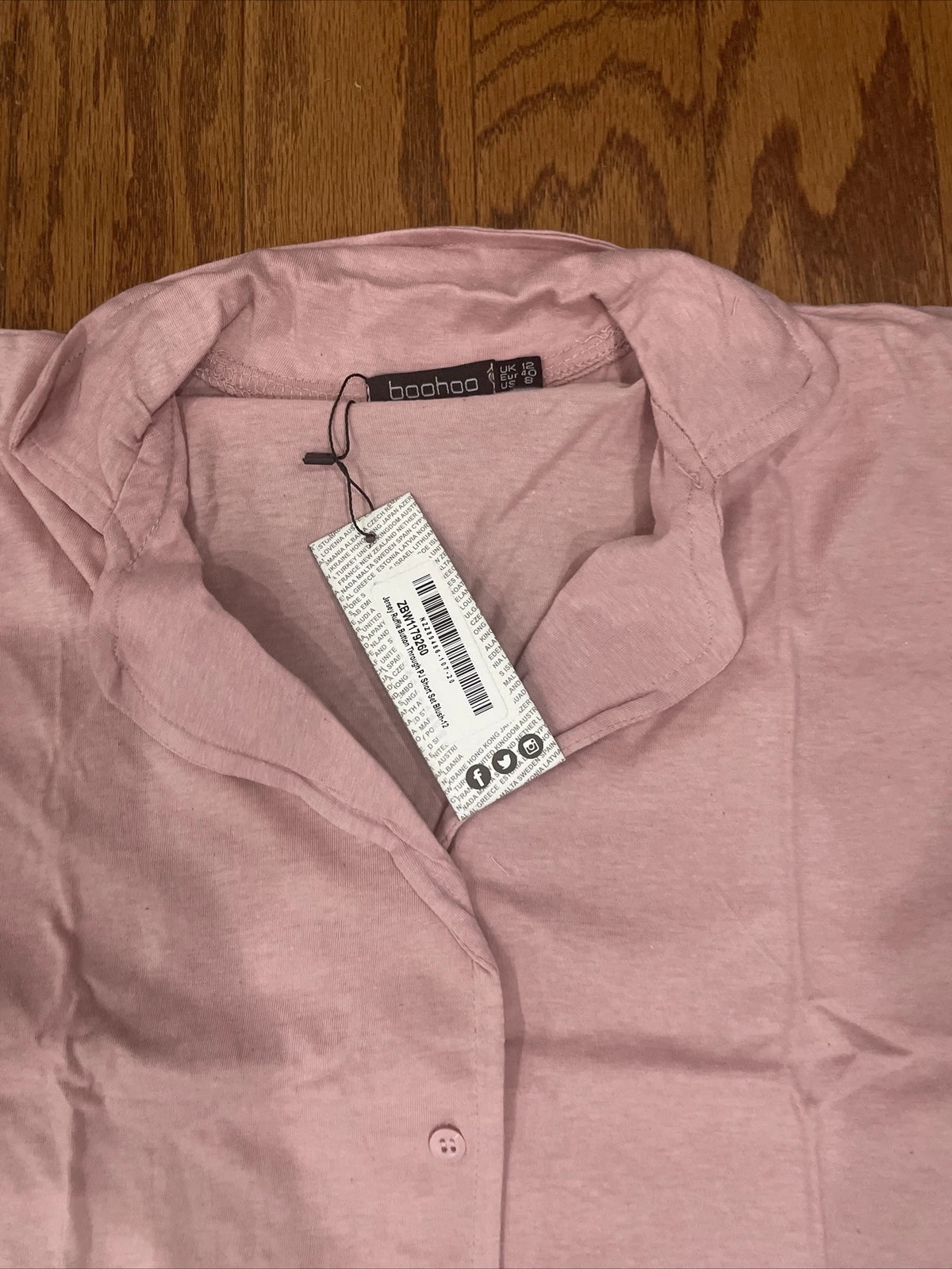 boohoo new with tags jersey ruffle button pajama set blush Size 8