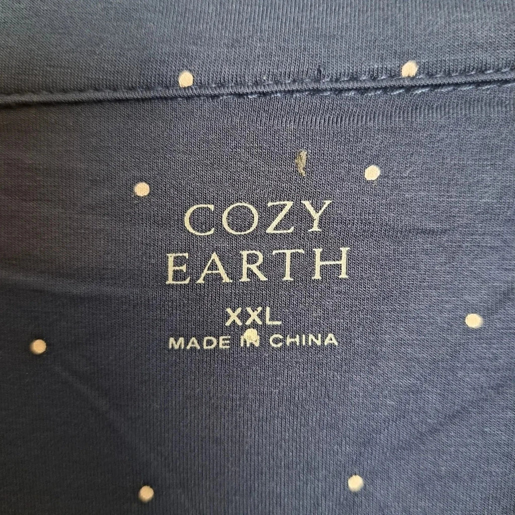 Cozy Earth Blue White Polka Dot Short Sleeve Bamboo Pajama Set Size 2XL-3XL