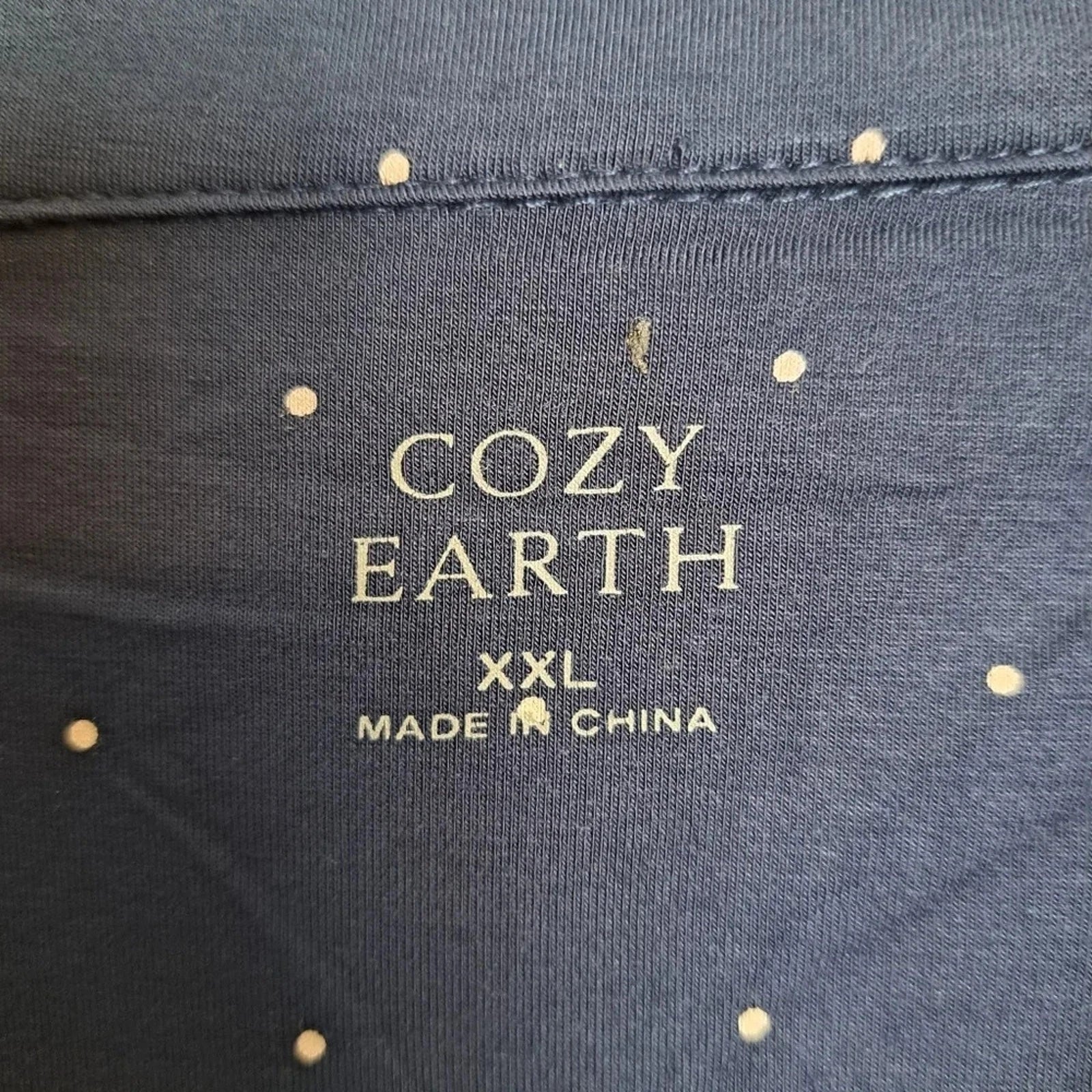 Cozy Earth Blue White Polka Dot Short Sleeve Bamboo Pajama Set Size 2XL-3XL