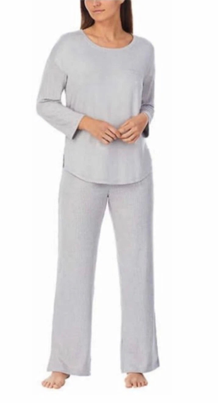 Carole Hochman Ladies' Pajama Lounge Gray 2-Piece Ribbed Top Pant XXL NEW