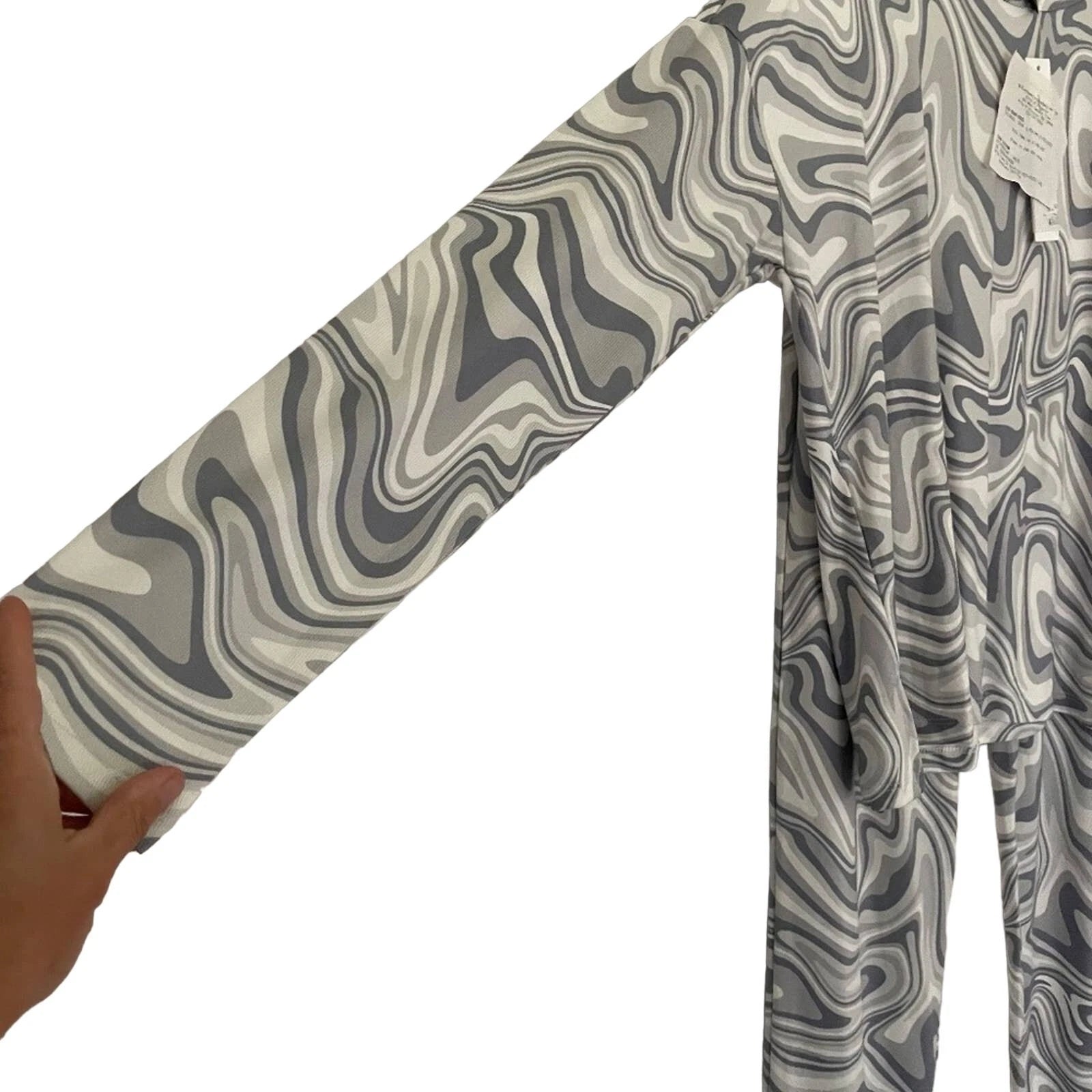 Aqua Women's Gray Happy Waves Pajama Set Size XS