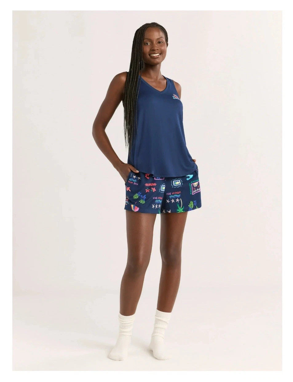 2-Piece JOYSPUN Women’s 2X (18W-20W) Shorty PJ Set Tank Top & Shorts Pajamas