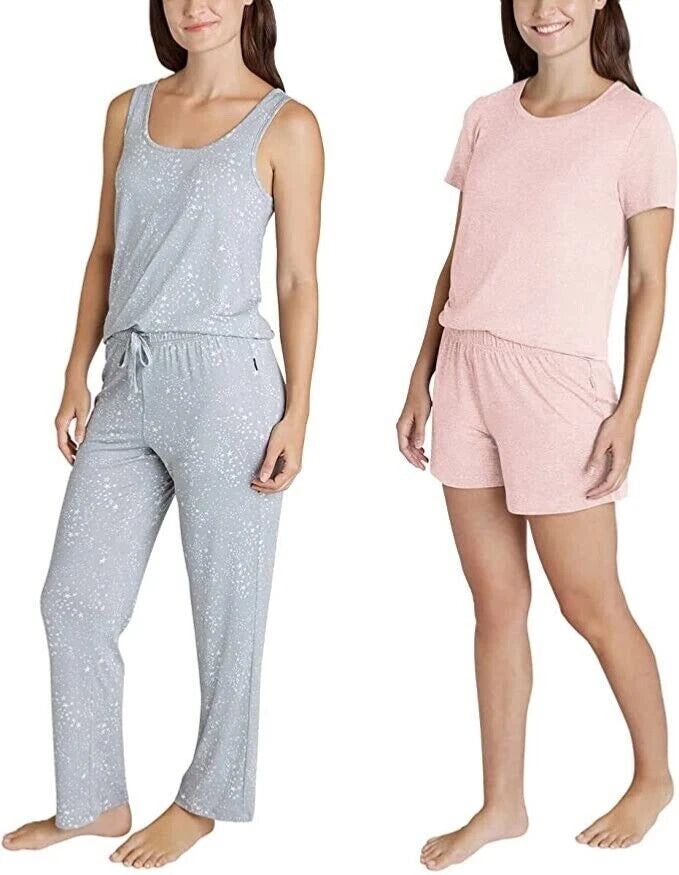 Eddie Bauer Women's 4-Piece  Pajama Set Tank, Tshirt, Shorts & Pants SMALL