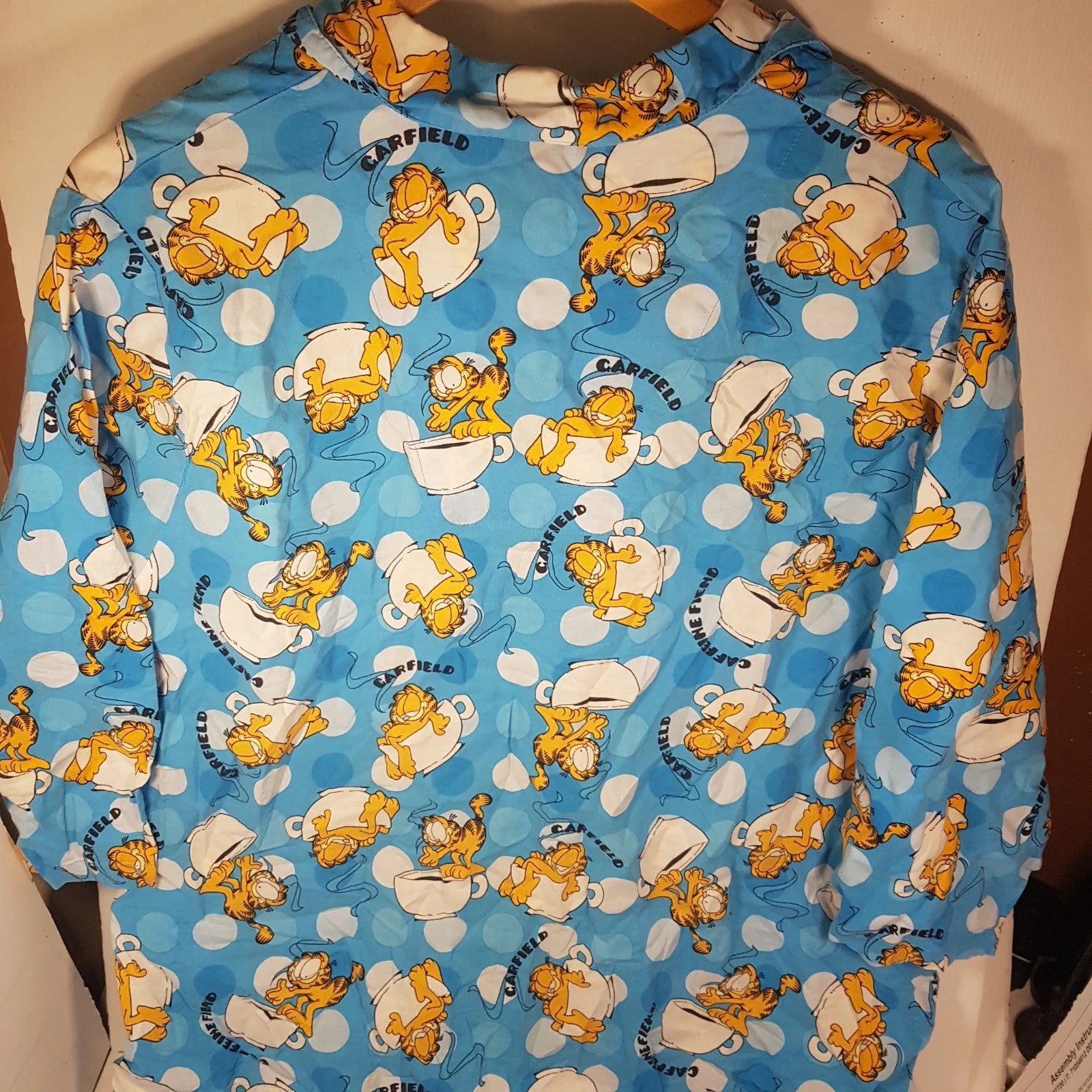 Garfield + Odie Pyjama 3/4 sleeve top and long pants Size:18 Blue teacup Cotton