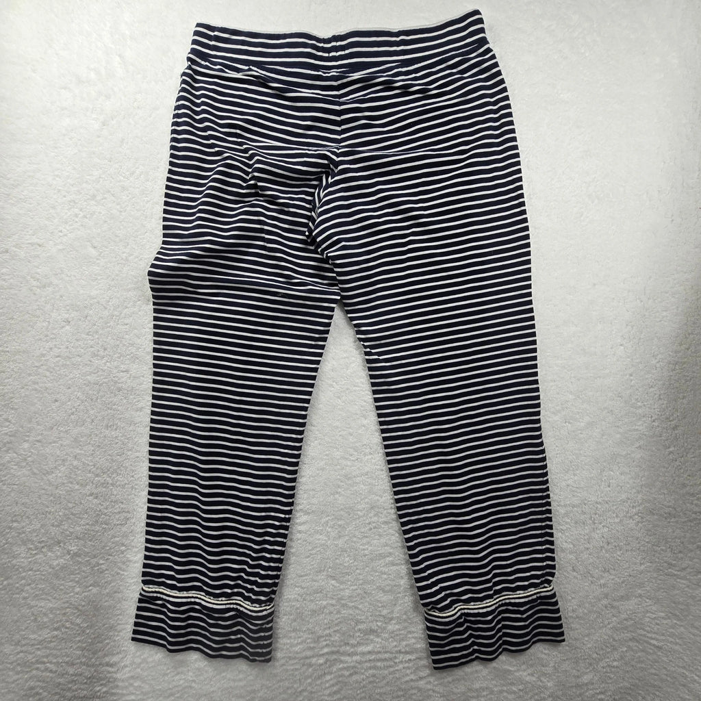 J Crew Womens Pajama Set L Blue White Striped Long Sleeve Sleepwear Lounge Comfy
