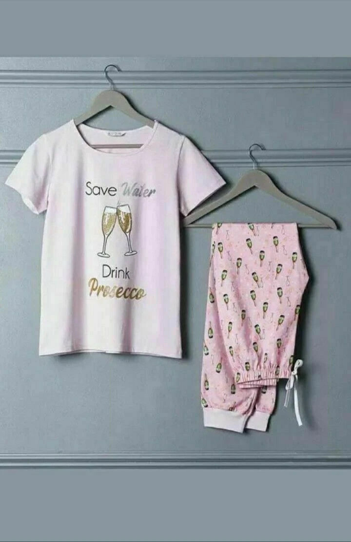 Avon Sparkle Prosecco PJs - Pyjamas. Pink - 20/22 - BNIP