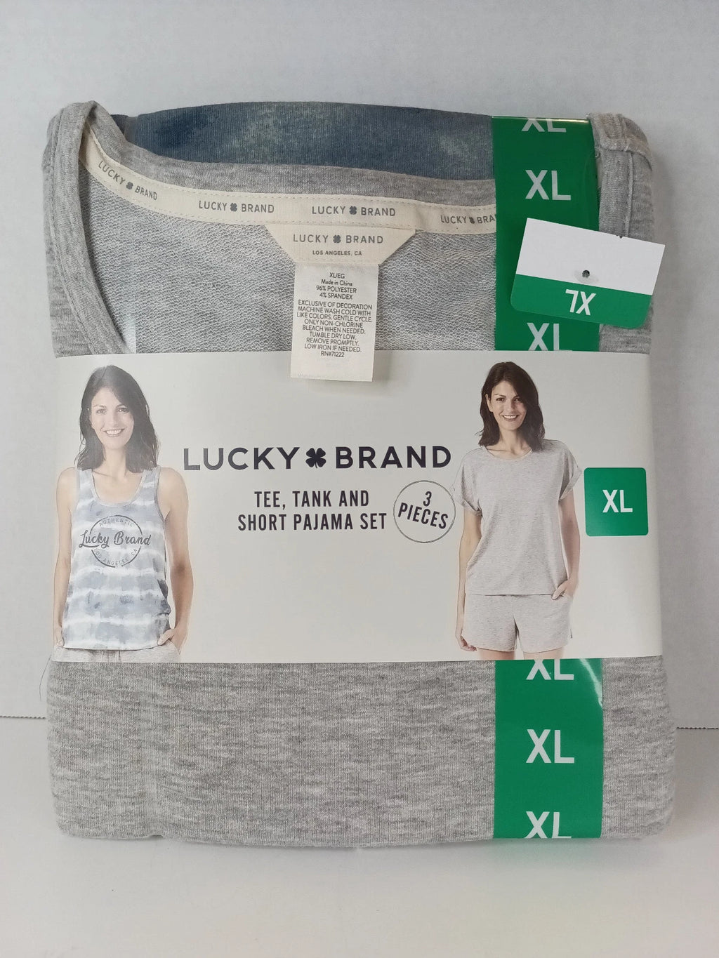 NEW Lucky Brand Pajamas Size XL 3 Piece Short Sleep Set Women's Blue/Grey 3 pc