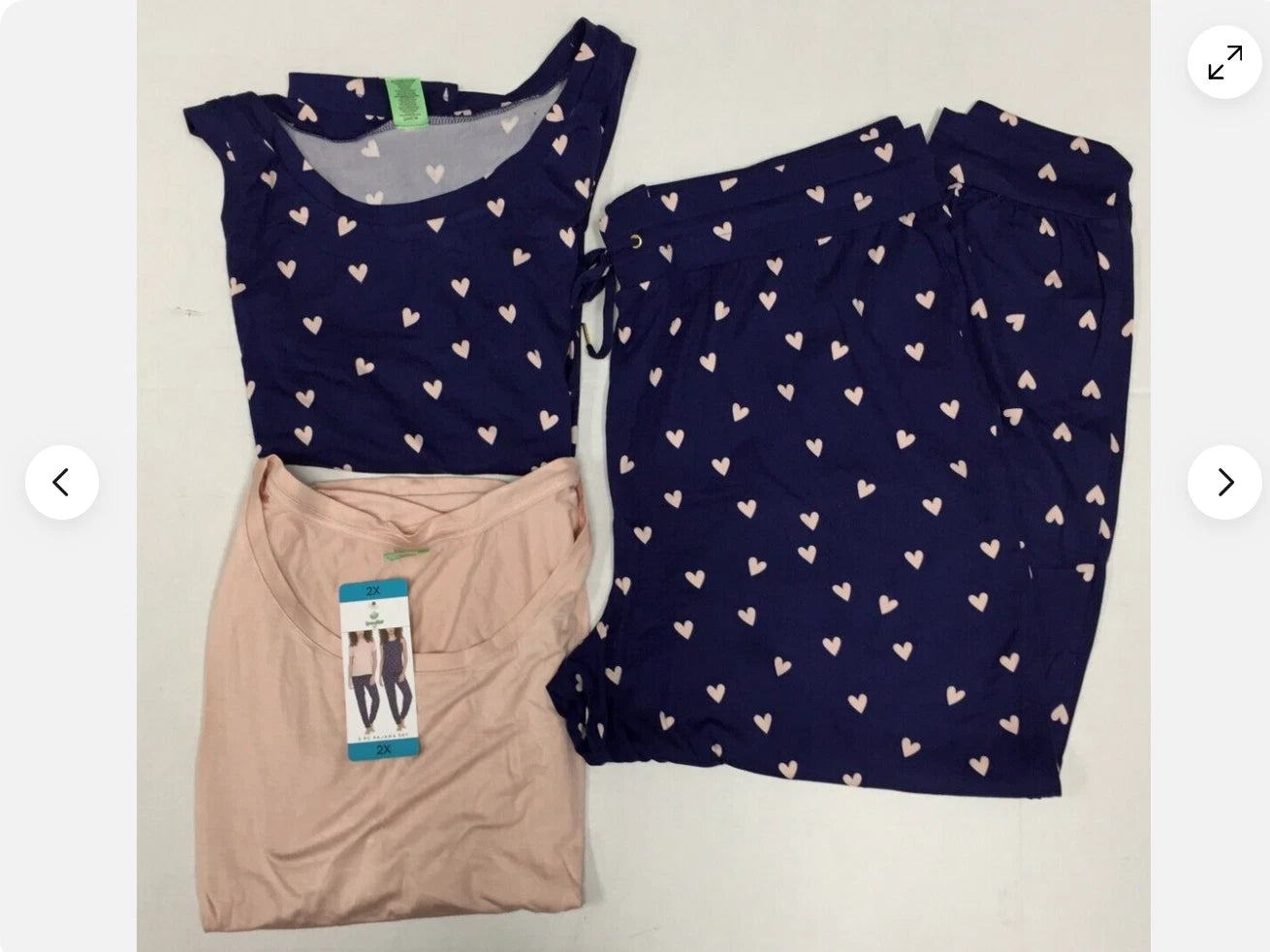 HONEYDEW WOMEN'S 3 PC PAJAMA HEARTS SET (NAVY/PINK 2XL)NWT