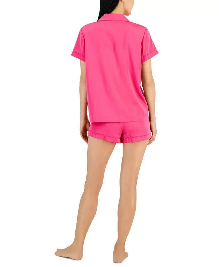 INC International Concepts Women's 2Pc Stretch Satin,Pajamas Set, D.Berry, XXL