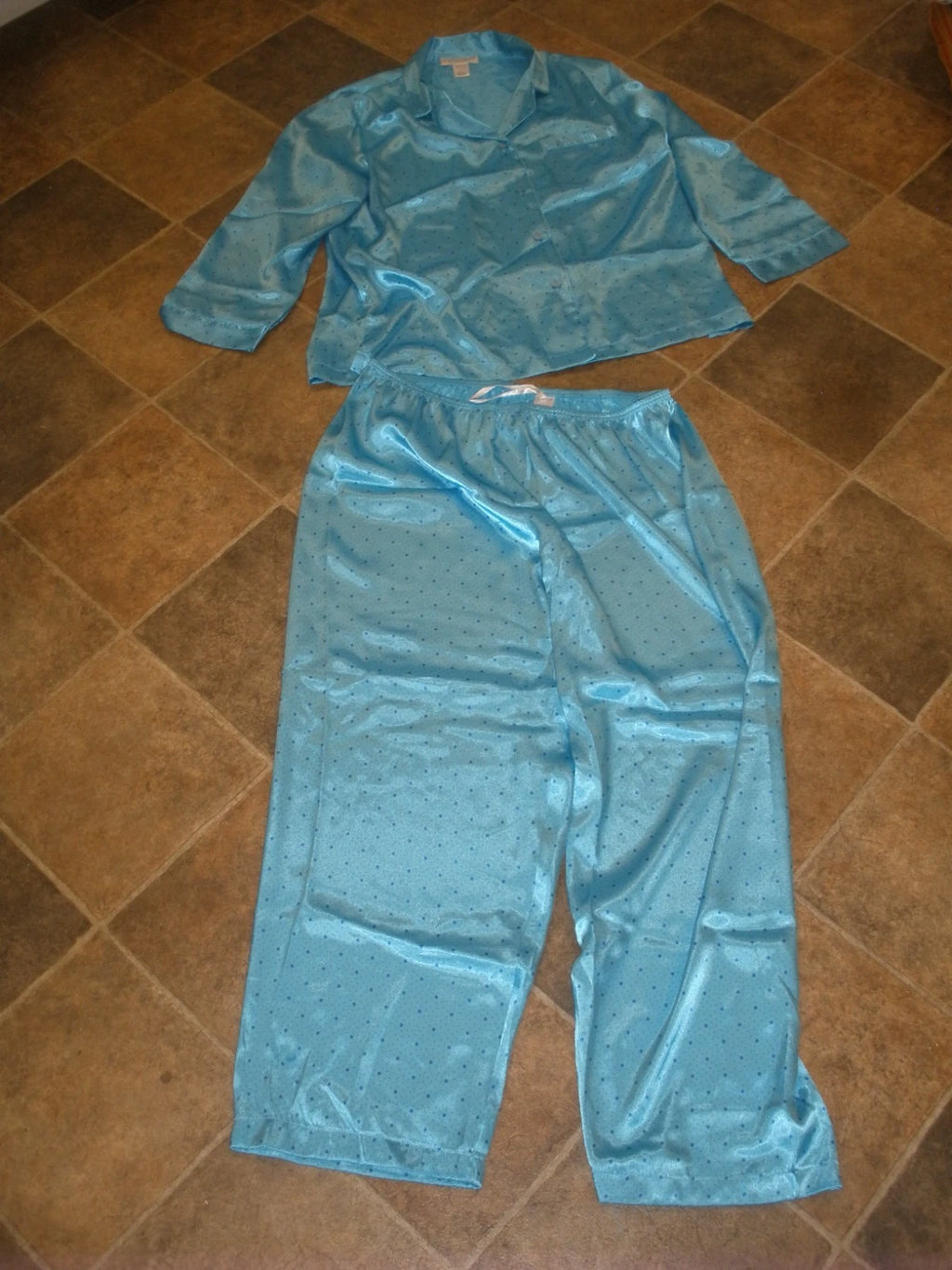 Women's 2 pc. pajamas Morgan Taylor Intimates L Blue silky feel 100% poly (T104)