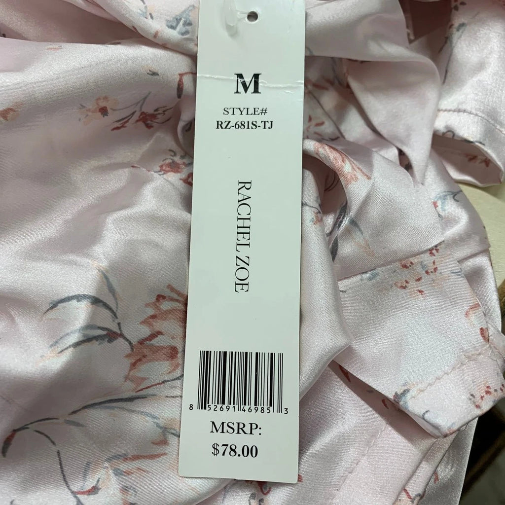 RACHEL ZOE Satin Lounge Sleepwear Two Piece Set Women's Size M Pink