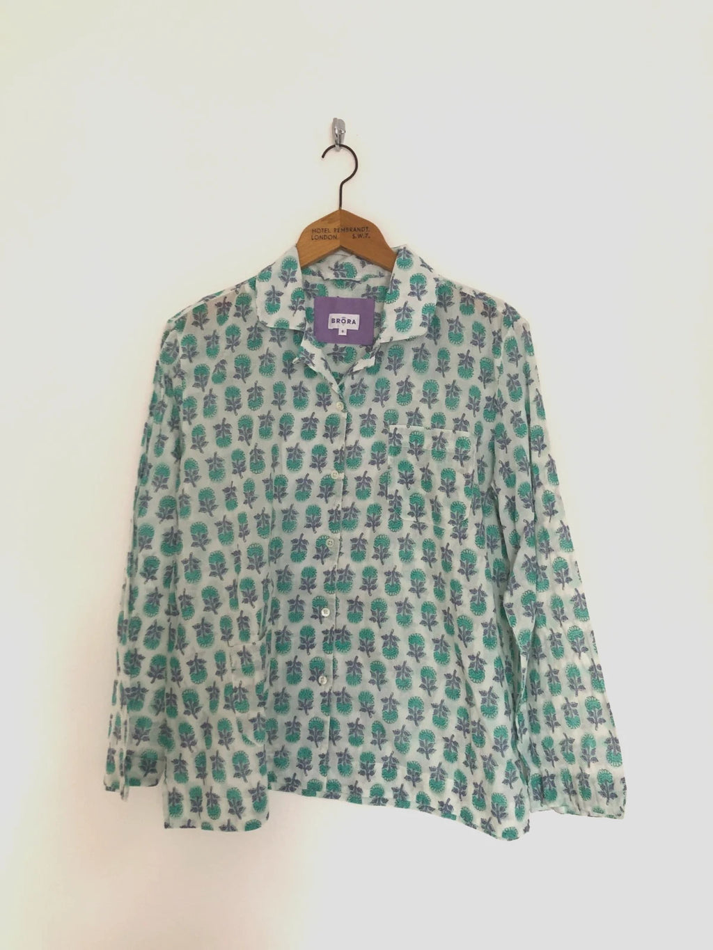 Brora Pyjamas Set Size 8 Button Up Pockets 100% Organic Cotton Quality Excellent