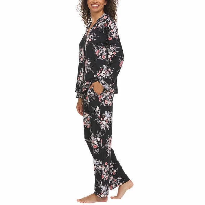 Flora Nikrooz Pajama Set Women 3X (24W-26W) Notch Collar Floral Soft Comfort