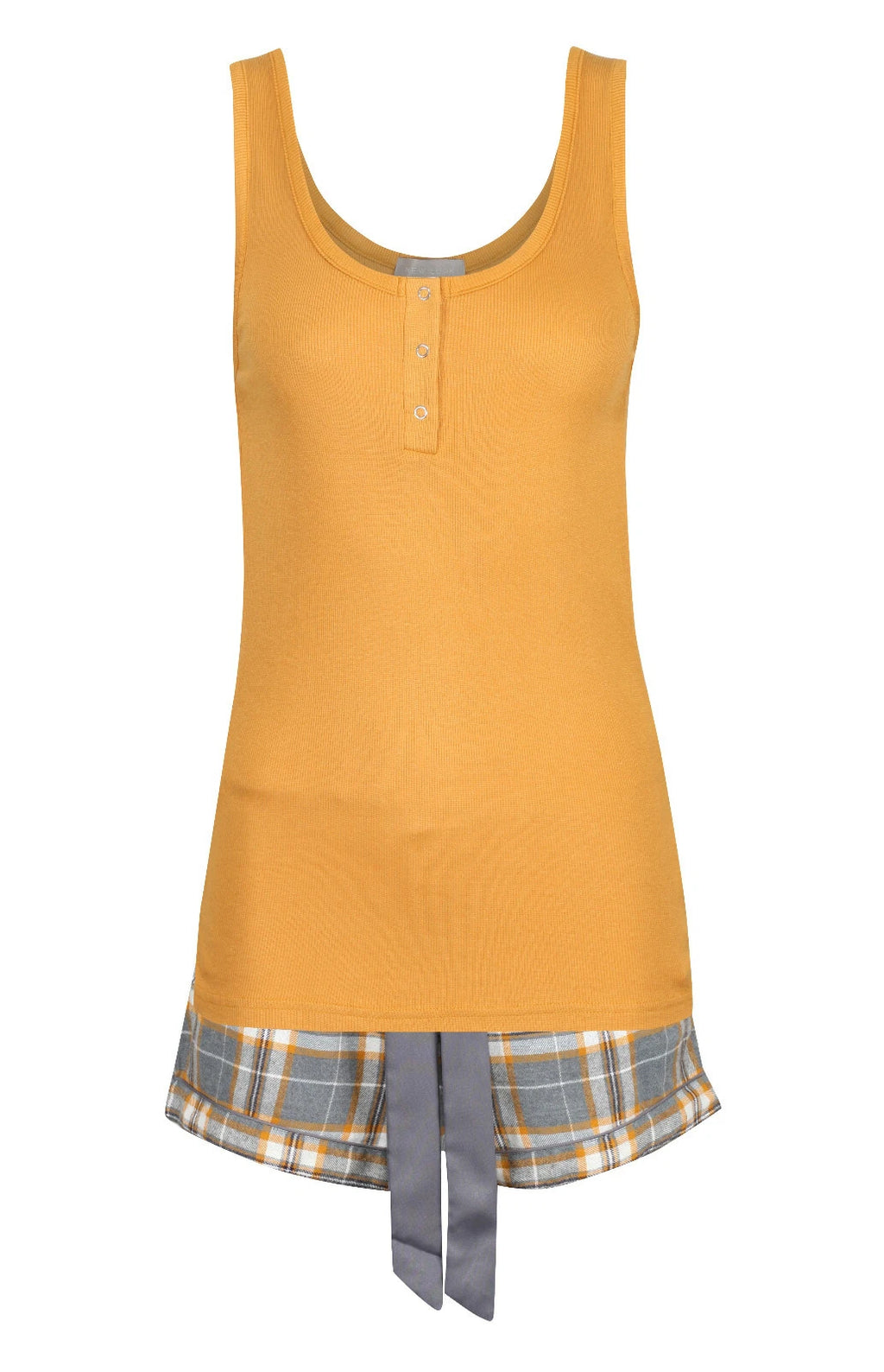 LADIES SHORT PYJAMAS EX N3W LOOK RRP £15 GOLD VEST CHECK SHORTS NIGHT WEAR PJS