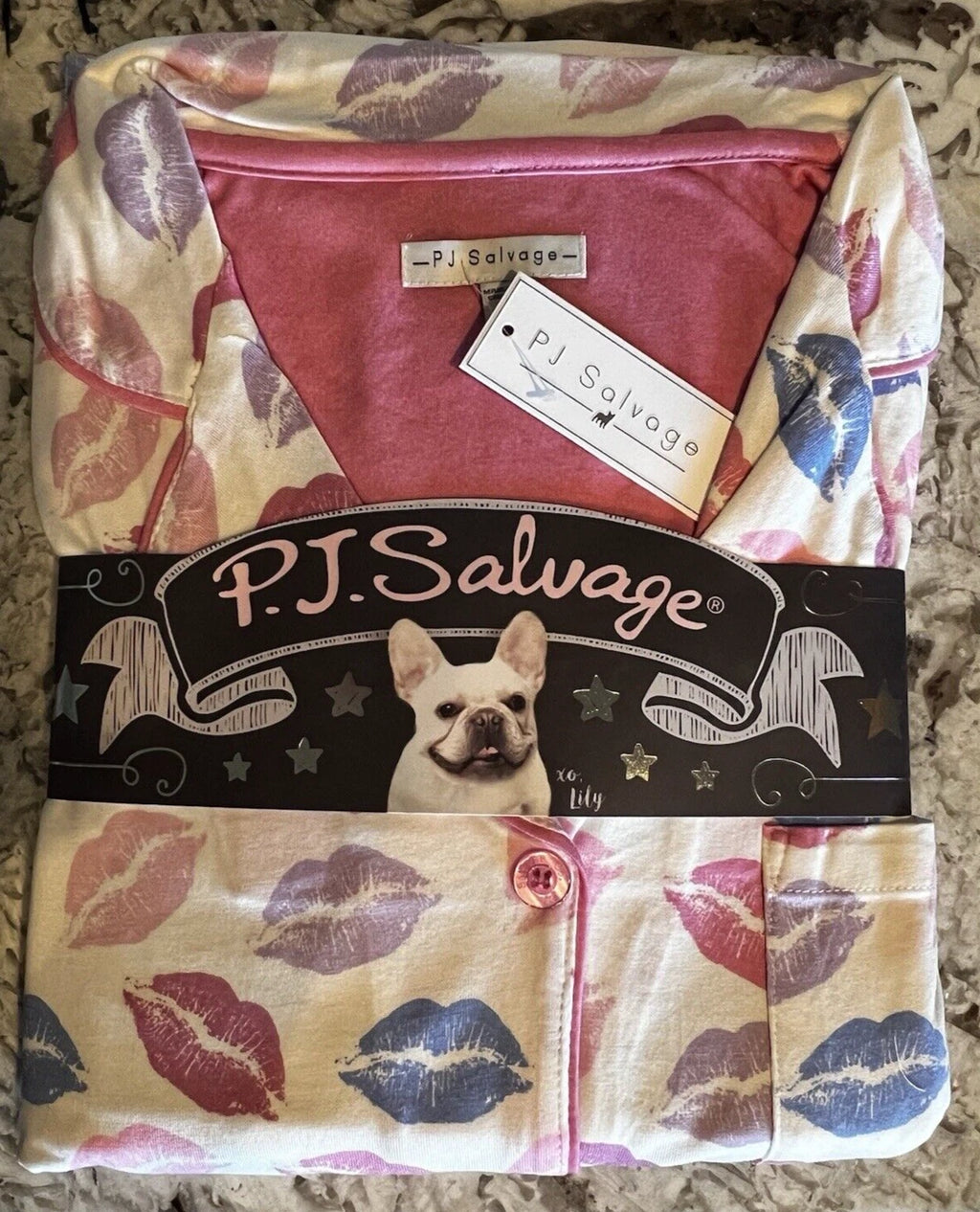 NEW! PJ Salvage Jersey Pajamas~WINTER WHITE KISSES PATTERN~ Pajama Set~Size L