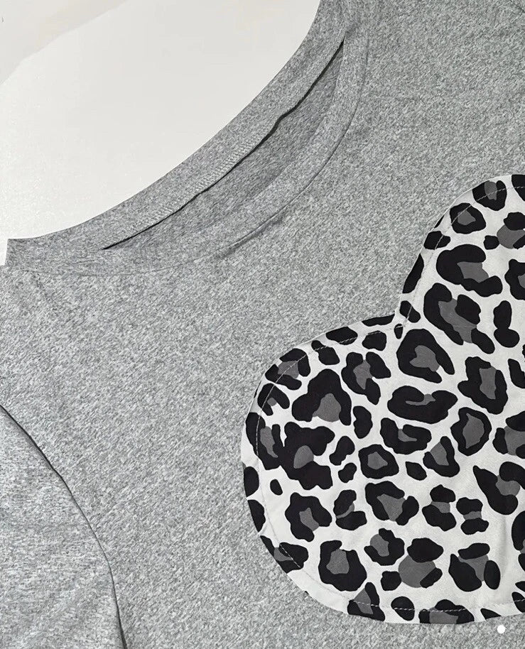 Plus 22 3x Stretch Soft Animal Print Heart Short Sleep Set Gray True To Size
