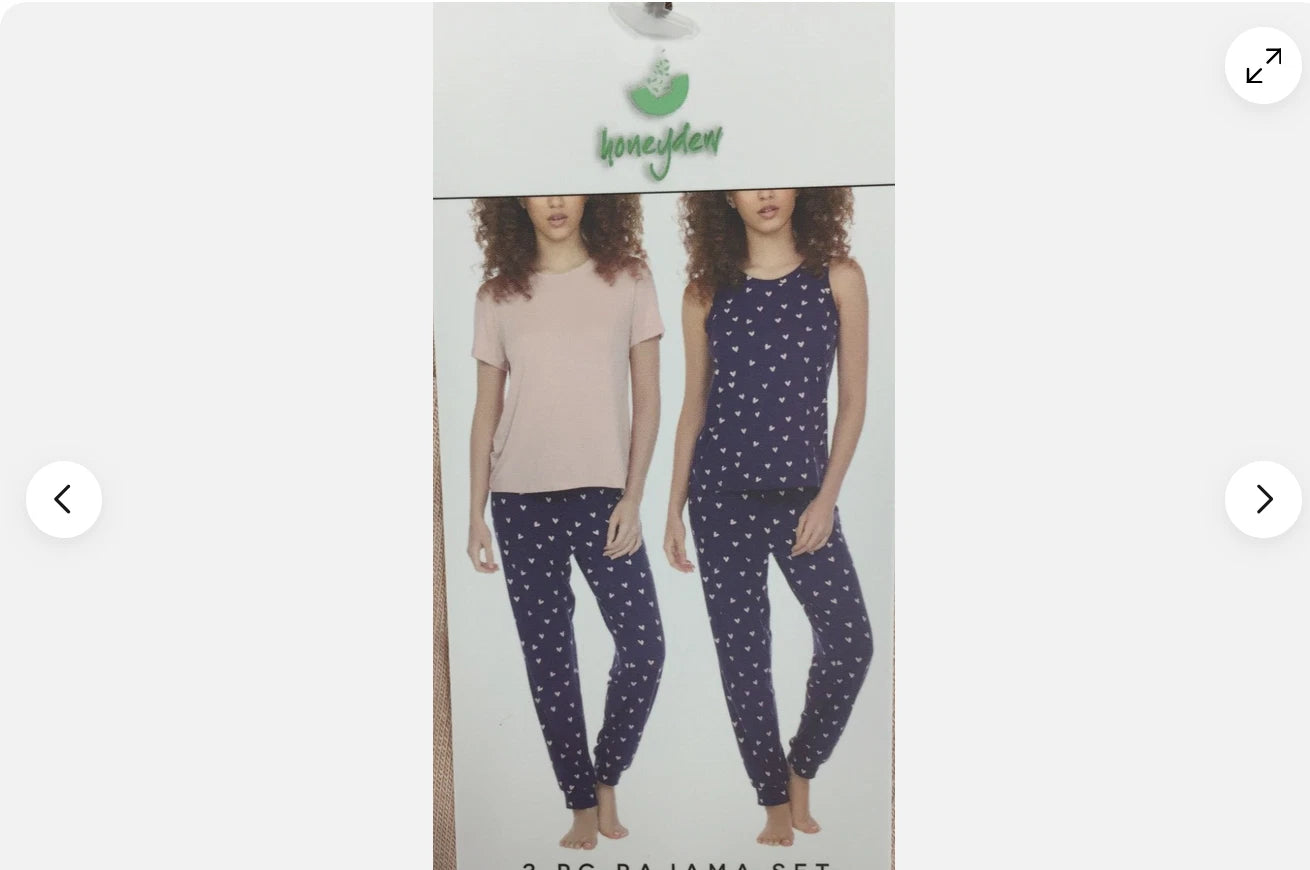 HONEYDEW WOMEN'S 3 PC PAJAMA HEARTS SET (NAVY/PINK 2XL)NWT