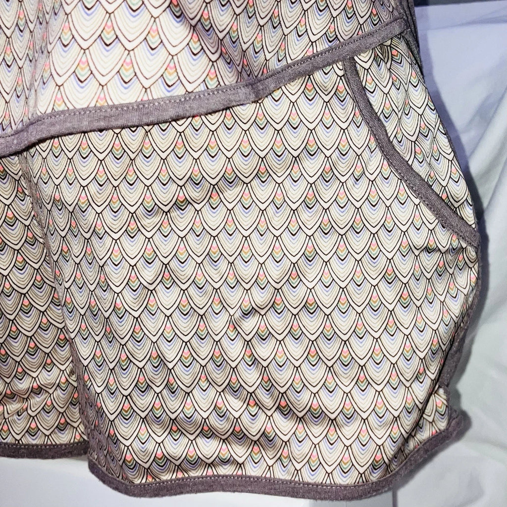 Victoria's Secret Cami Pajama Set Brown Geo Satin Modal Shorts Tank Top Sz S