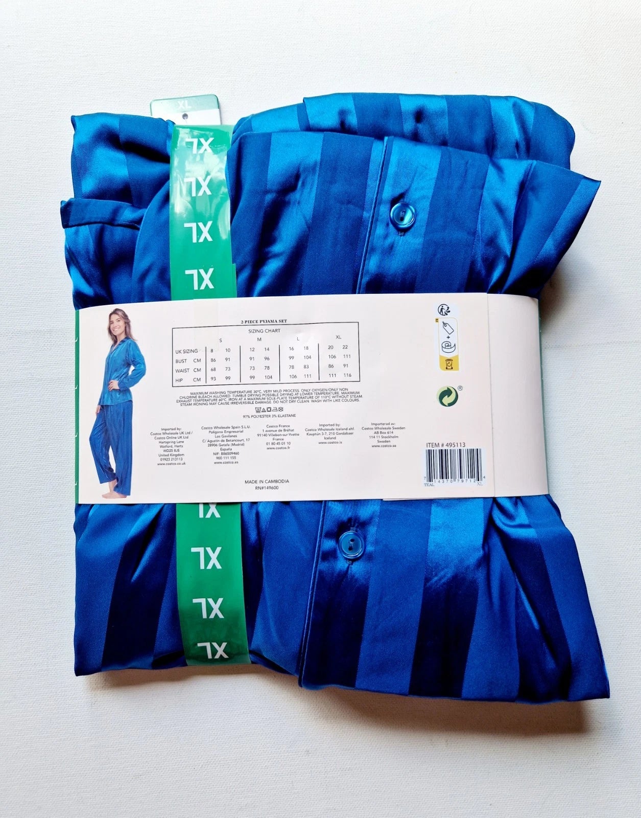 Satin Pyjamas Set by Flora Nikrooz Ladies 2 Piece Sleepwear Set Size XL UK 20-22