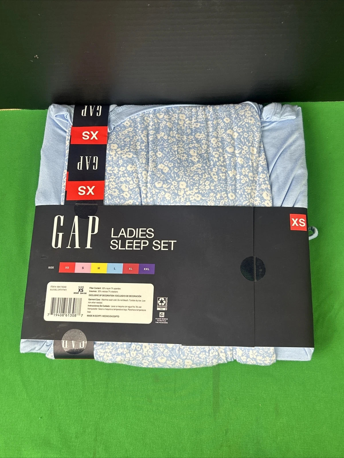 Gap Ladies Short Sleeve Sleep Set Blue Bell Ditsy Size XS