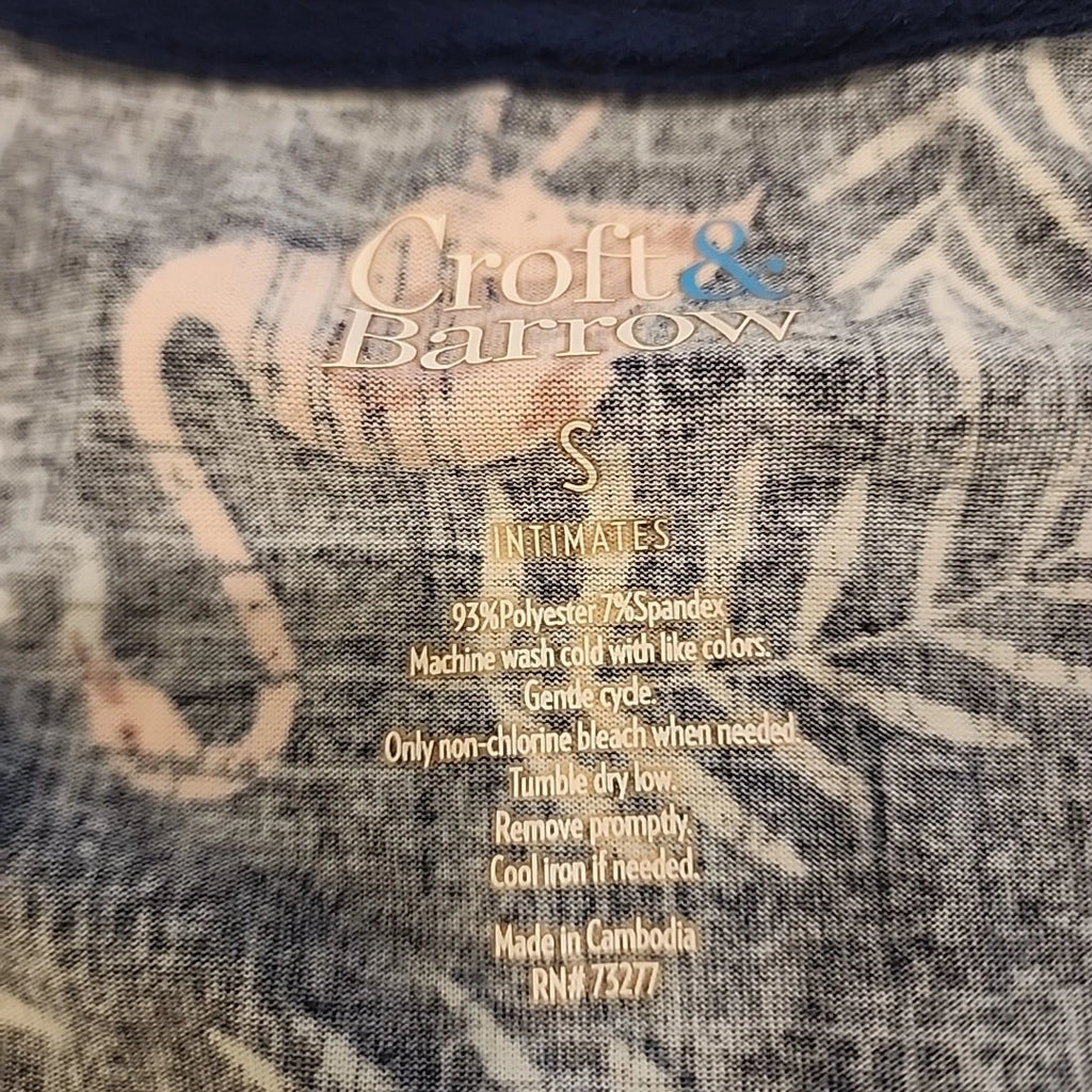 Croft & Barrow Womens Intimates Tank Top Short Pajama Set S Navy Blue Flamingos