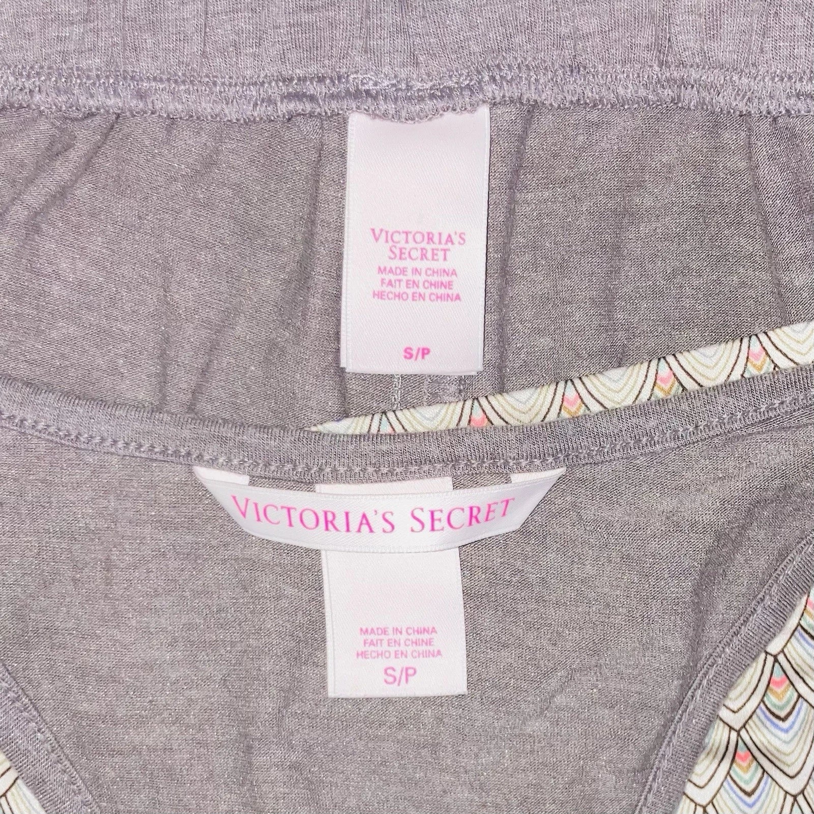 Victoria's Secret Cami Pajama Set Brown Geo Satin Modal Shorts Tank Top Sz S