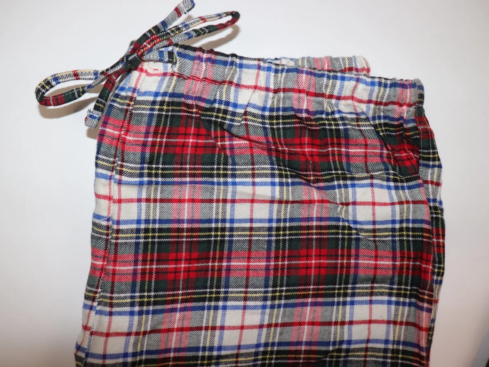 RALPH LAUREN Size M Women's Pajama Ivory Plaid BRUSHED TWILL Pant Set NEW