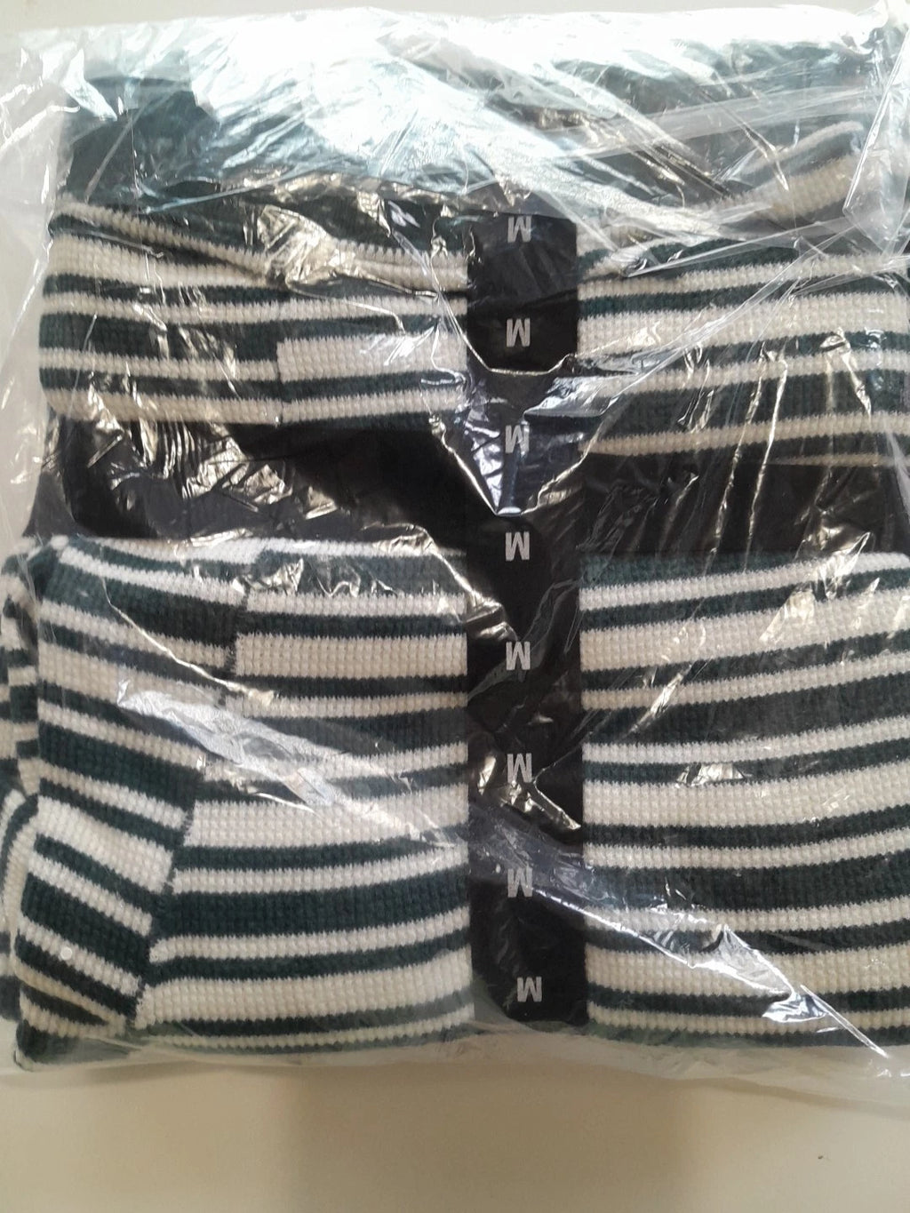 Victoria’s Secret Pink 2PC Thermal Pajama Set Green & White Stripes Size M NWT