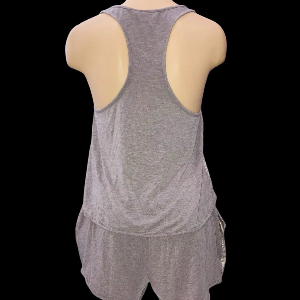 Victoria's Secret Cami Pajama Set Brown Geo Satin Modal Shorts Tank Top Sz S