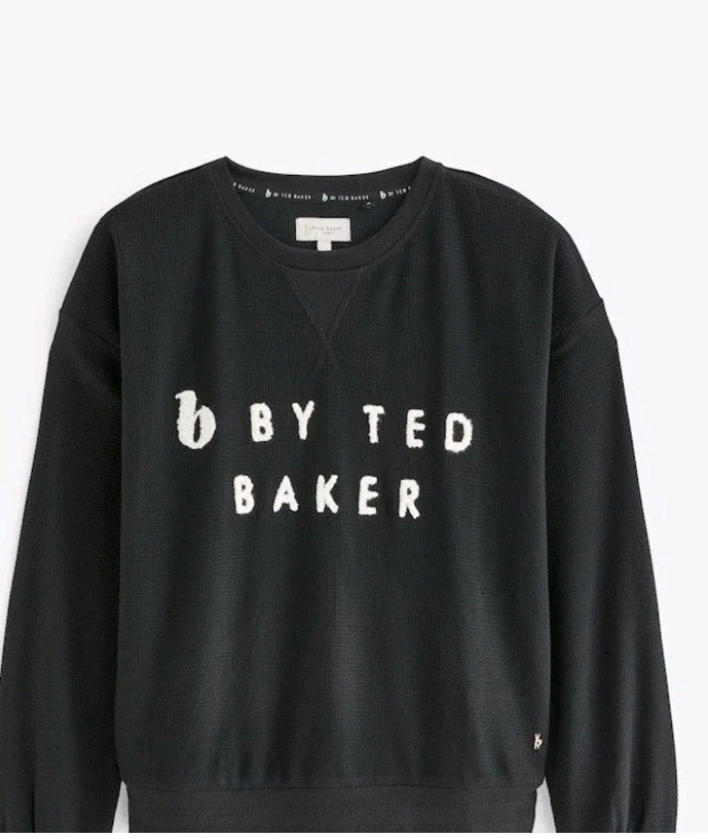 Ted Baker Size 10 Womens Black Waffle Pyjamas Joggers Loungewear Set BNWT