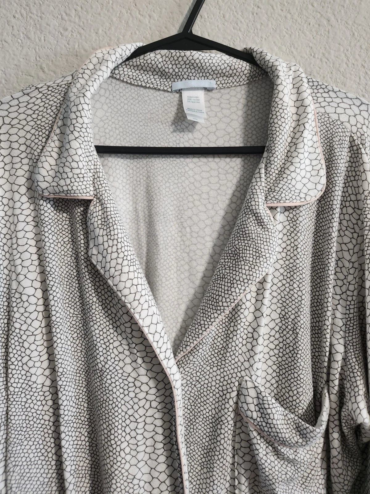 Eberjey Gisele Long-sleeve Printed Pajama set white/grey size medium