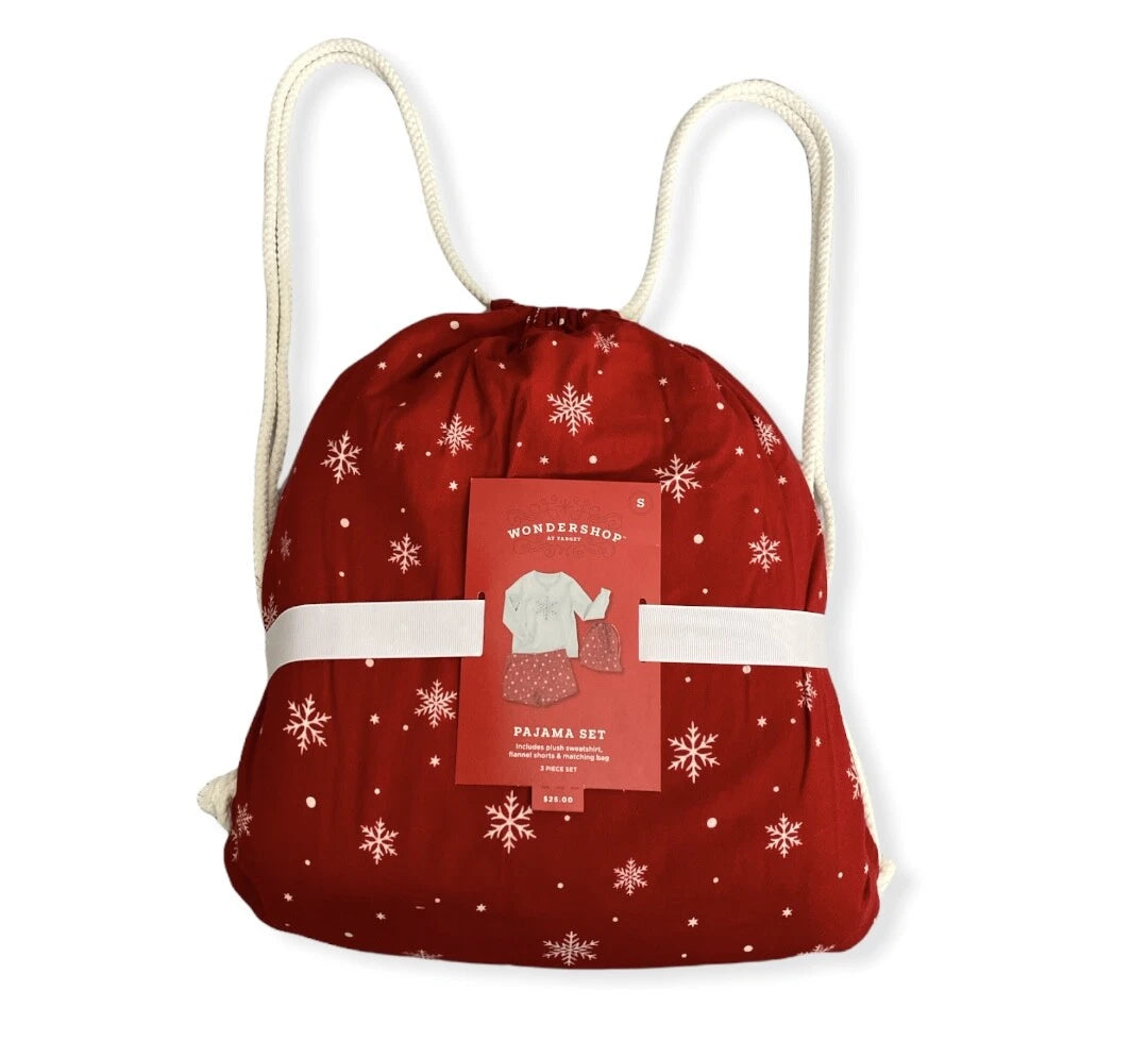 Women's Snowflake 3pc Backpack and Pajama Set - Wondershop - Cream/Red - S -S312