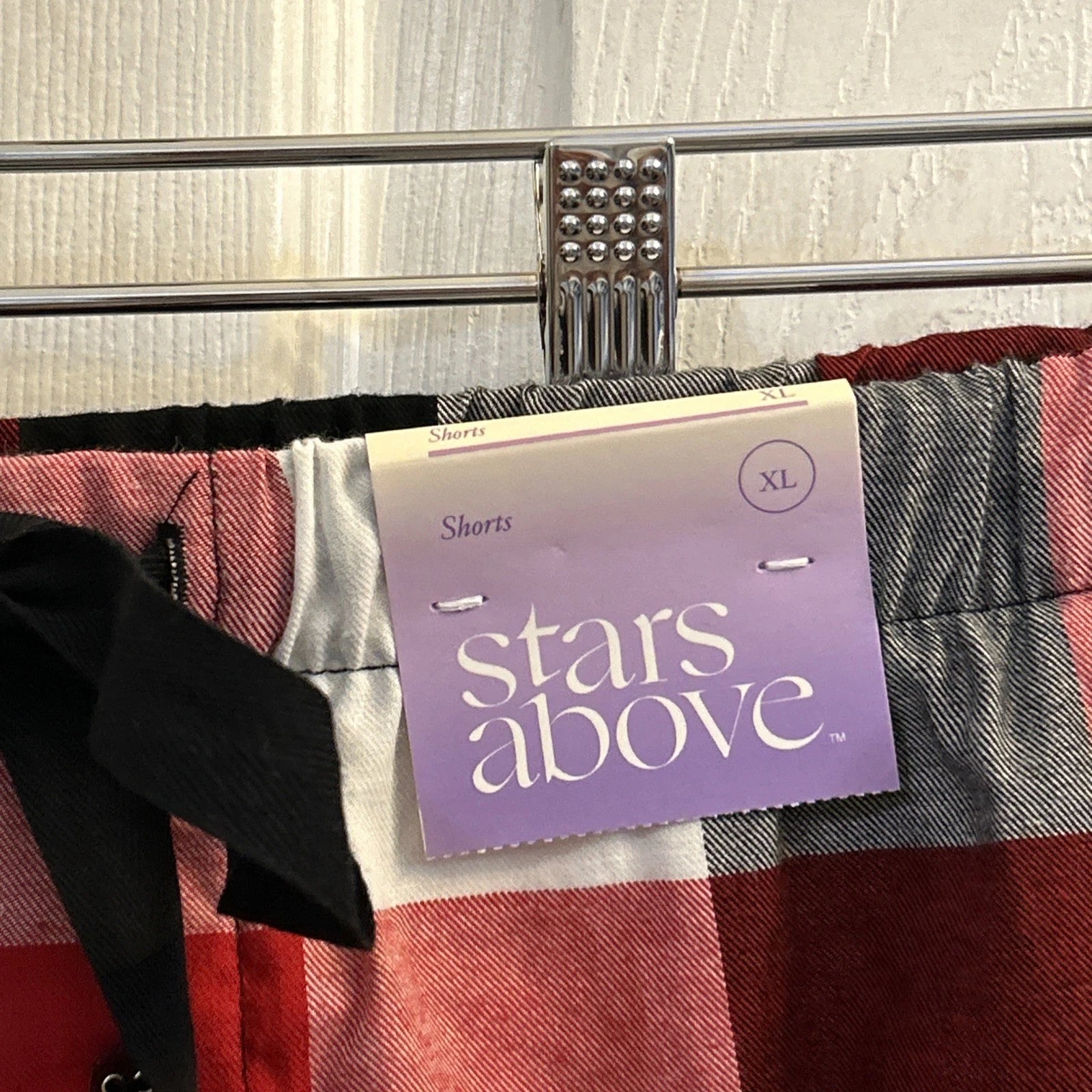 NWT Stars Above Women’s Plaid Flannel Pajama Lounge Shorts Size XL Red Multi