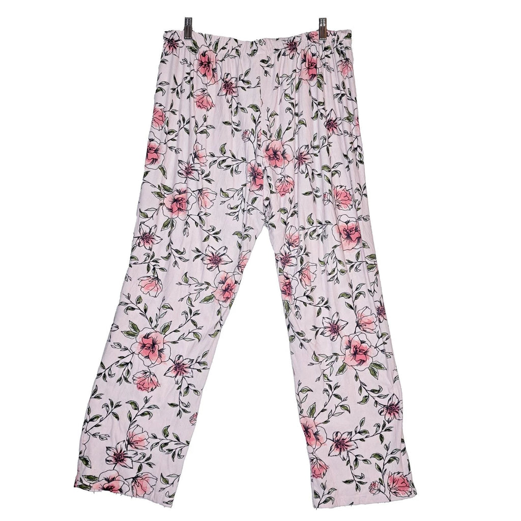 BeYourself Pajama Set Womens XL Pink Floral Weekend Tee Comfy Lounge Sleepwear