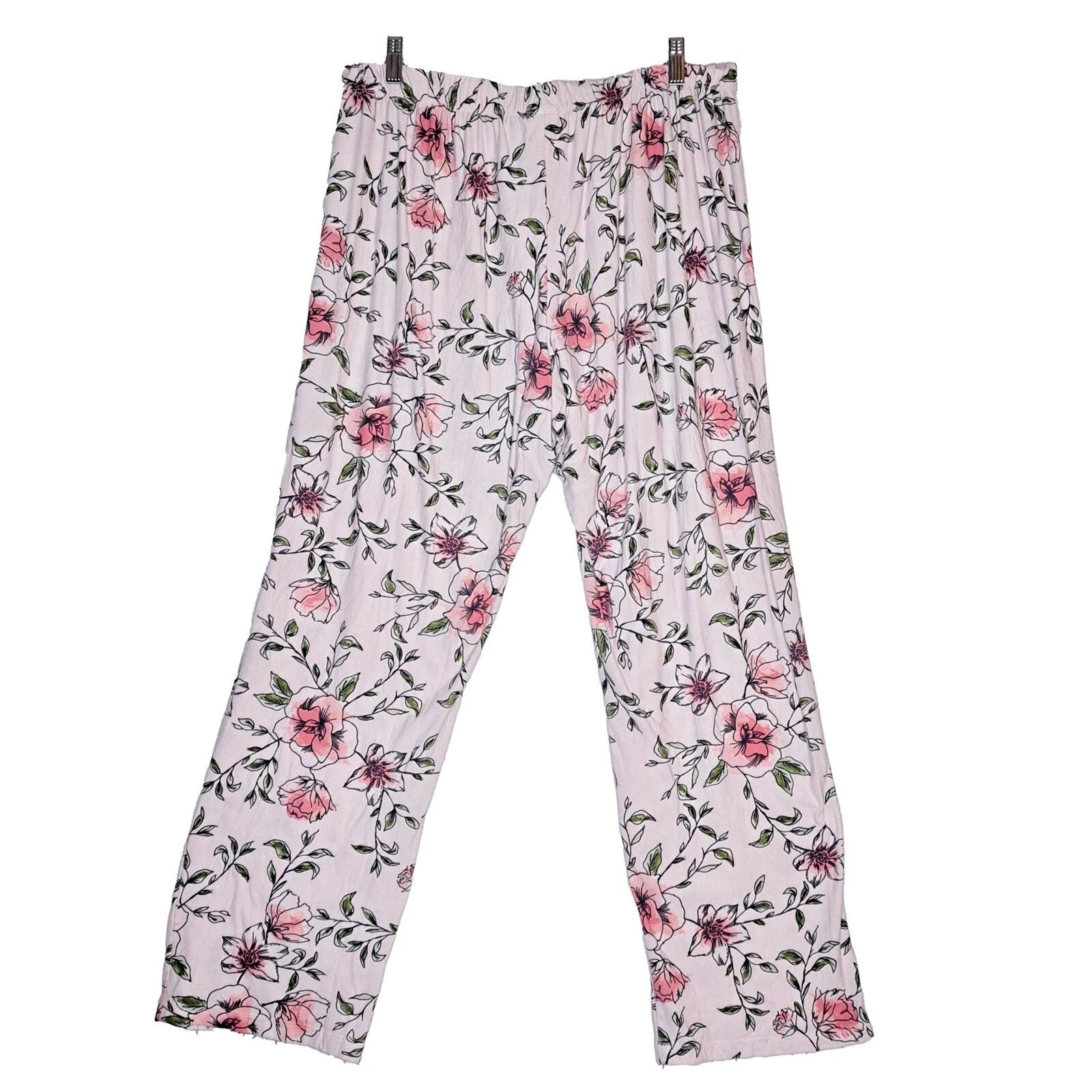 BeYourself Pajama Set Womens XL Pink Floral Weekend Tee Comfy Lounge Sleepwear