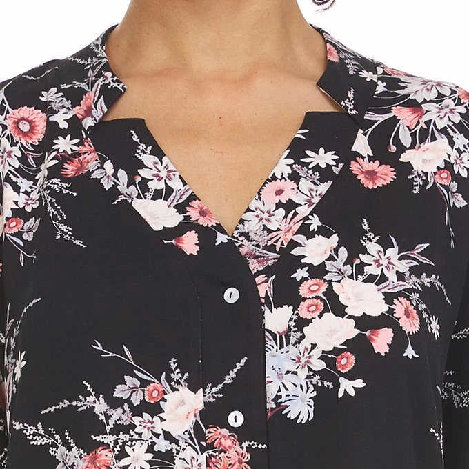 Flora Nikrooz Pajama Set Women 3X (24W-26W) Notch Collar Floral Soft Comfort