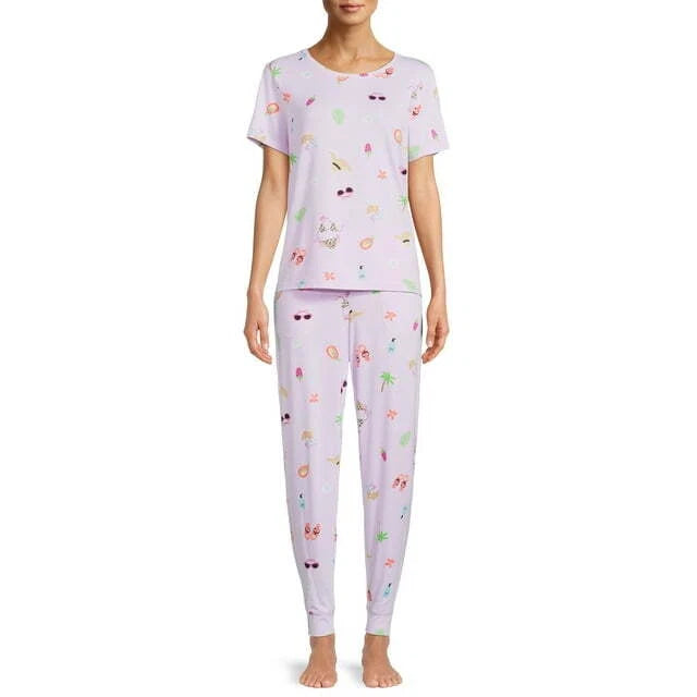 Secret Treasures Women's T-Shirt & Joggers Pajama Set, 2-Pcs Sky Pink Beach XL
